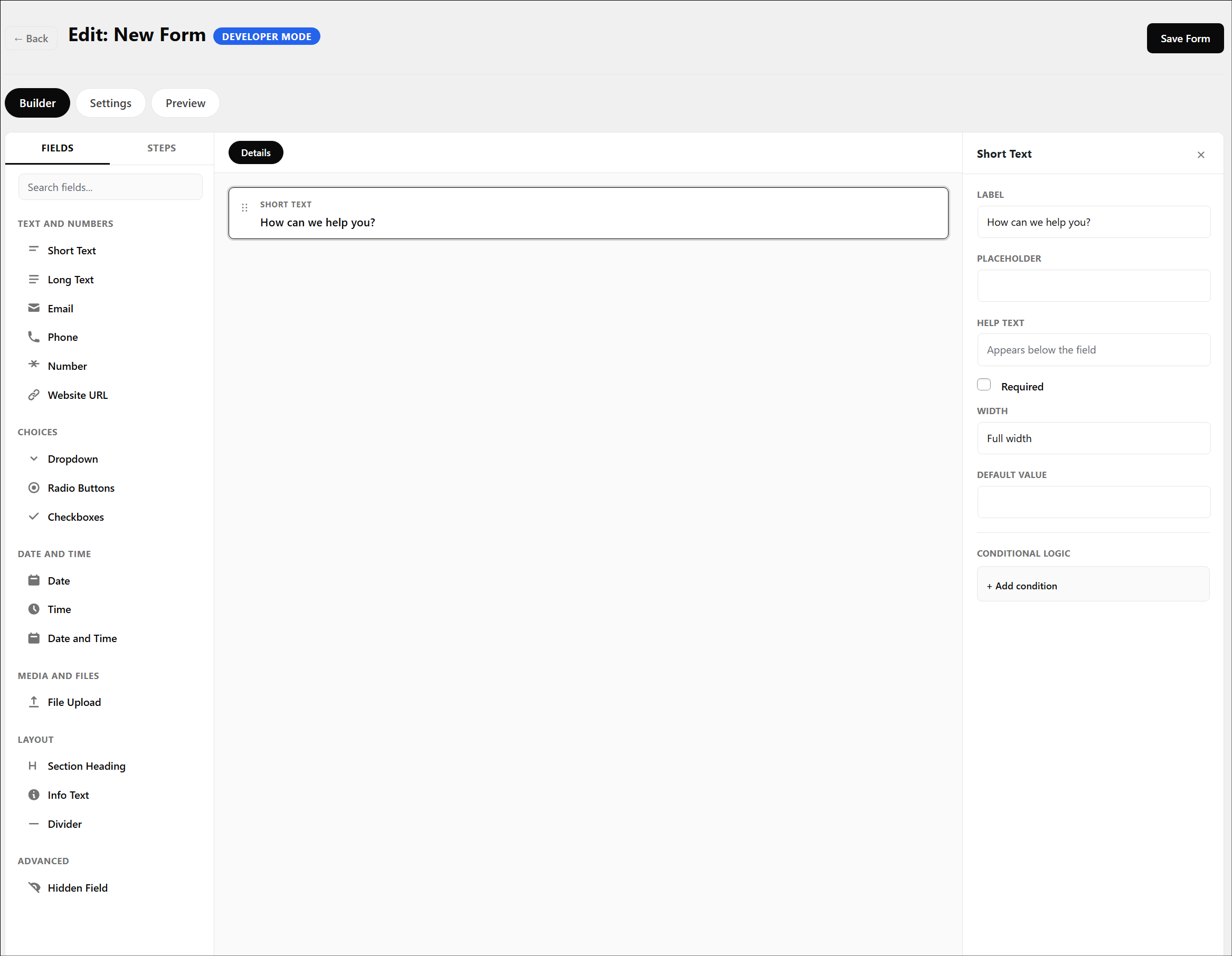 ManskiPort internal form builder interface