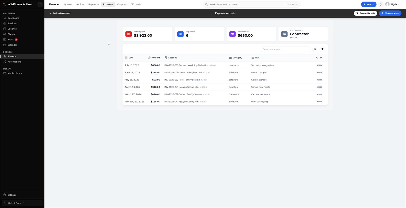 The Mankai expense records list with fictional business expenses.
